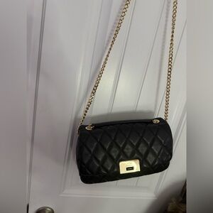 Kate Spade Quilted Black Shoulder Bag with Gold Chain